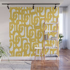 Mustard Yellow and White Mid-century Modern Loop Pattern Wall Mural Gallery Image 1