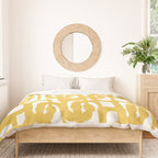 Mustard Yellow and White Mid-century Modern Loop Pattern Duvet Cover Gallery Image 3