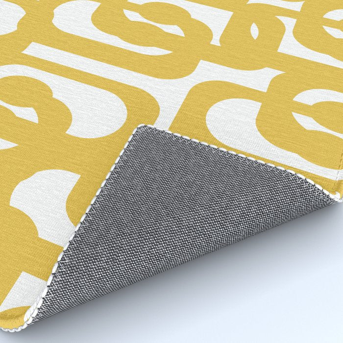 Mustard Yellow and White Mid-century Modern Loop Pattern Rug Gallery Image 4