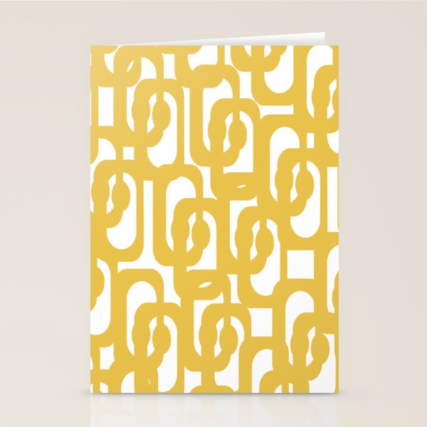 Mustard Yellow and White Mid-century Modern Loop Pattern Stationery Card Gallery Image 1