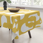 Mustard Yellow and White Mid-century Modern Loop Pattern Tablecloth Gallery Image 3