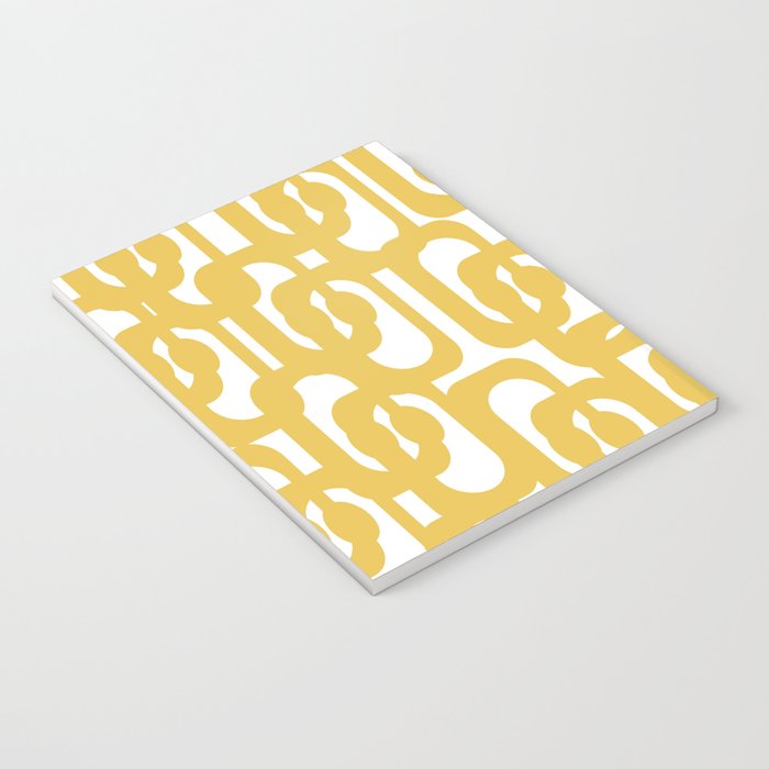 Mustard Yellow and White Mid-century Modern Loop Pattern Notebook Gallery Image 3