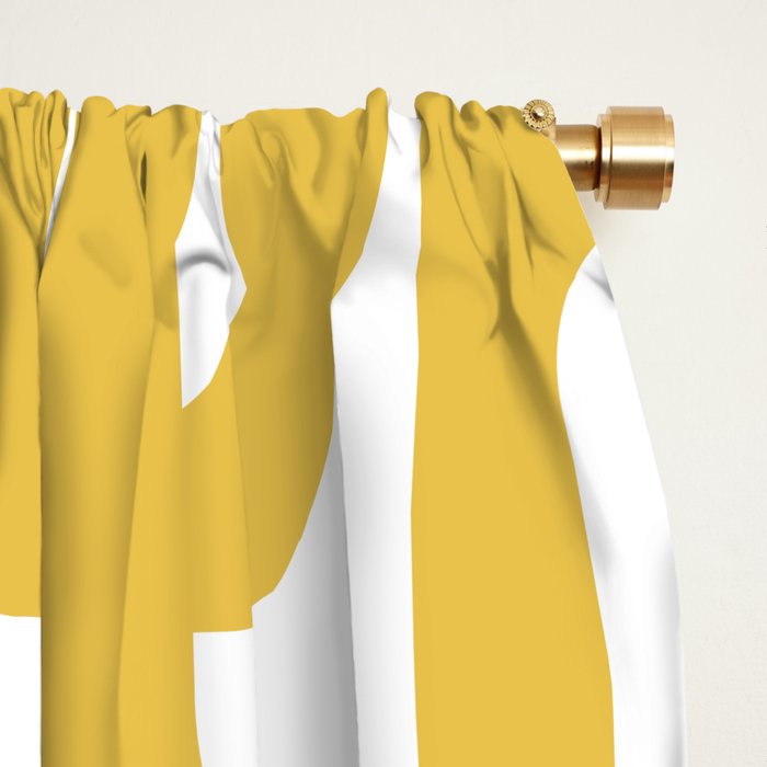 Mustard Yellow and White Mid-century Modern Loop Pattern Window Curtain Gallery Image 2