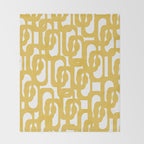 Mustard Yellow and White Mid-century Modern Loop Pattern Throw Blanket Gallery Image 2