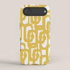Mustard Yellow and White Mid-century Modern Loop Pattern iPhone Case Gallery Image 2