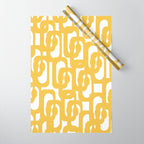 Mustard Yellow and White Mid-century Modern Loop Pattern Wrapping Paper Gallery Image 1