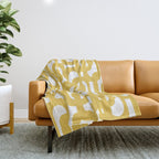 Mustard Yellow and White Mid-century Modern Loop Pattern Throw Blanket Gallery Image 1