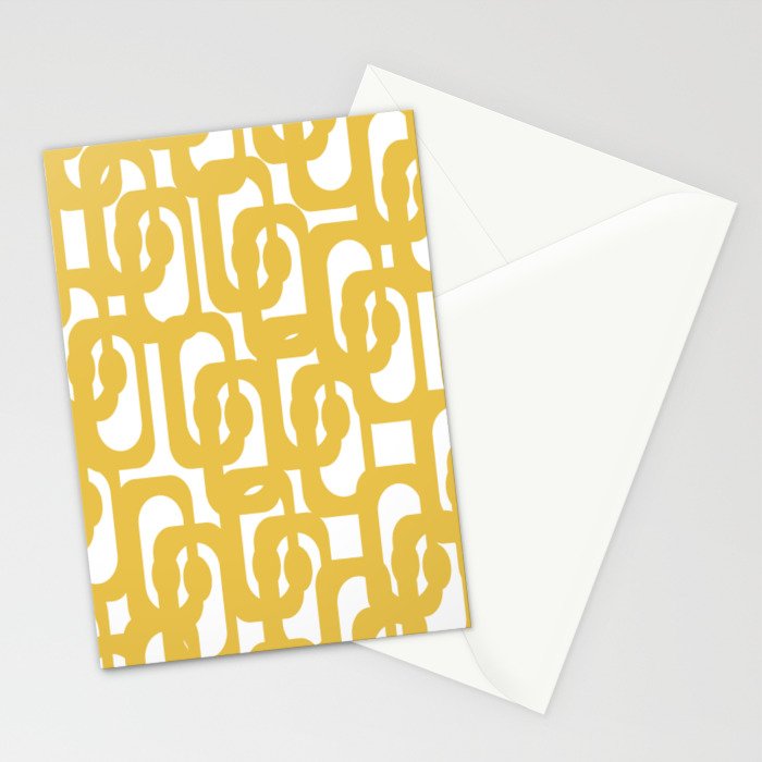 Mustard Yellow and White Mid-century Modern Loop Pattern Stationery Card Gallery Image 2