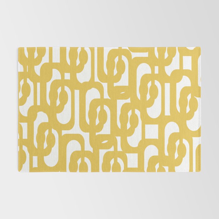 Mustard Yellow and White Mid-century Modern Loop Pattern Rug Gallery Image 2