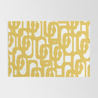 Mustard Yellow and White Mid-century Modern Loop Pattern Rug Gallery Image 2