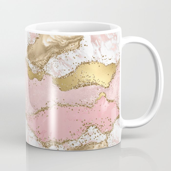Pink Gold Glitter Agate Pretty Girly Coffee Mug Gallery Image 1