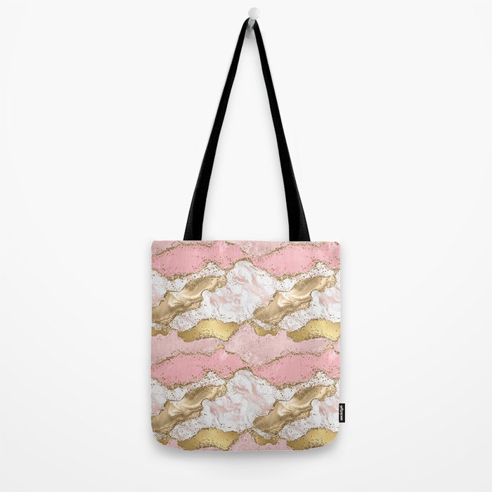 Pink Gold Glitter Agate Pretty Girly Tote Bag Gallery Image 2