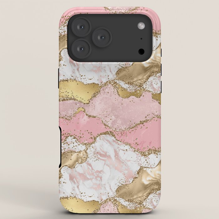 Pink Gold Glitter Agate Pretty Girly iPhone Case Gallery Image 8