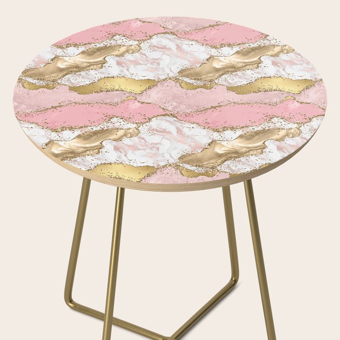 Pink Gold Glitter Agate Pretty Girly Side Table Gallery Image 2