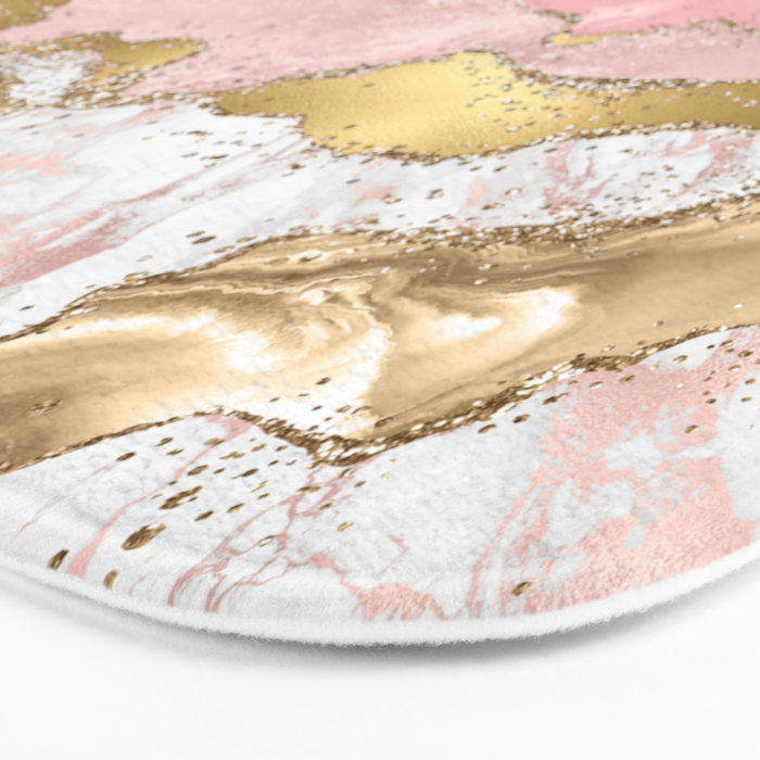 Pink Gold Glitter Agate Pretty Girly Bath Mat Gallery Image 3