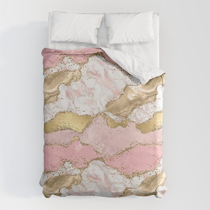 Pink Gold Glitter Agate Pretty Girly Duvet Cover Gallery Image 6