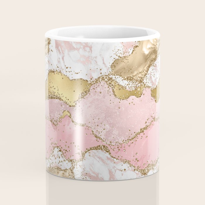 Pink Gold Glitter Agate Pretty Girly Coffee Mug Gallery Image 4