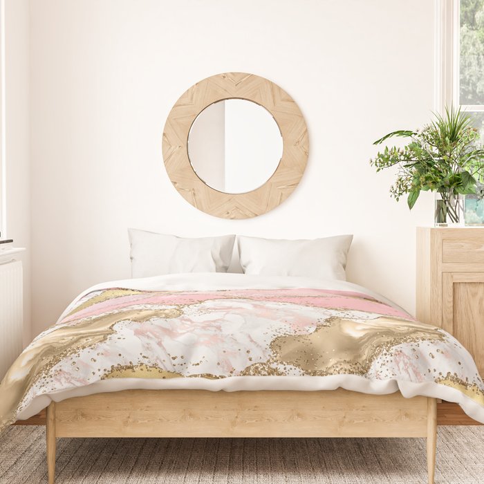 Pink Gold Glitter Agate Pretty Girly Duvet Cover Gallery Image 3