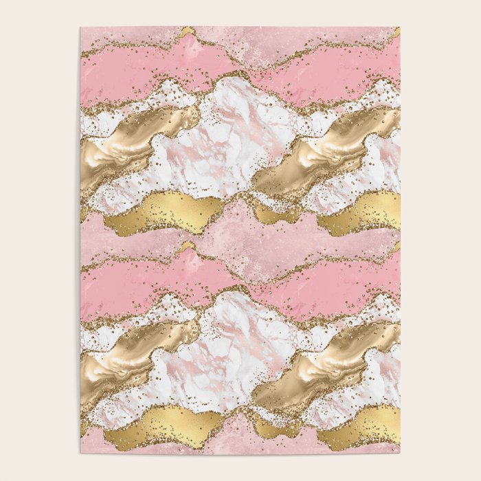 Pink Gold Glitter Agate Pretty Girly Poster Gallery Image 4