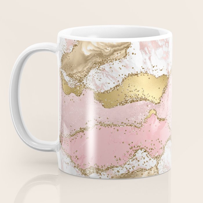 Pink Gold Glitter Agate Pretty Girly Coffee Mug Gallery Image 3