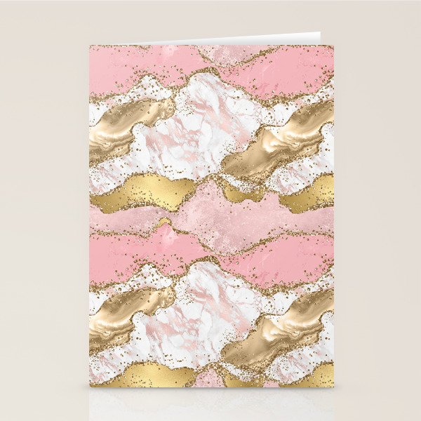 Pink Gold Glitter Agate Pretty Girly Stationery Card Gallery Image 2
