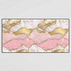 Pink Gold Glitter Agate Pretty Girly Desk Mat Gallery Image 3