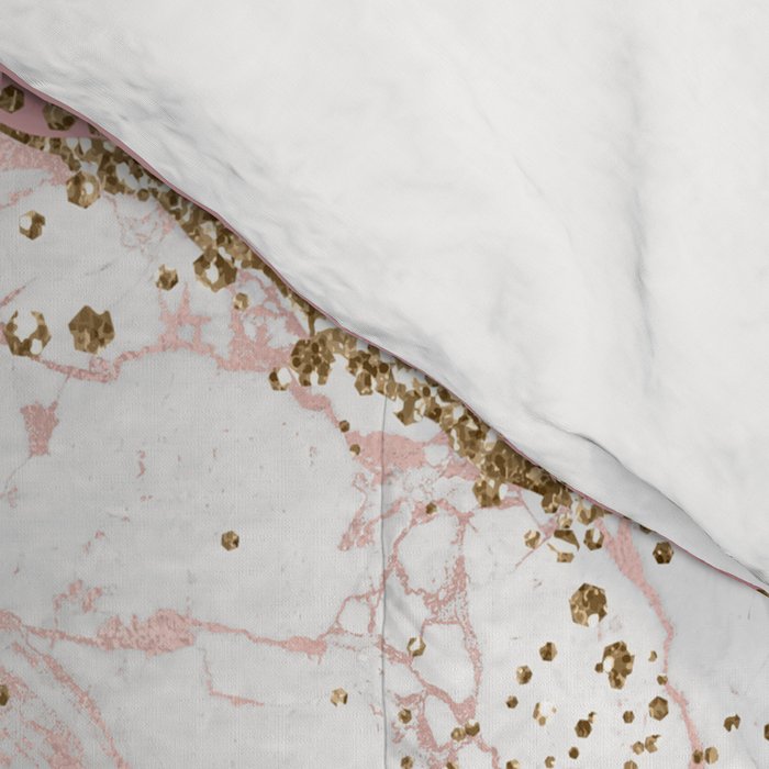 Pink Gold Glitter Agate Pretty Girly Comforter Gallery Image 4
