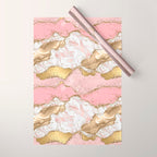 Pink Gold Glitter Agate Pretty Girly Wrapping Paper Gallery Image 1
