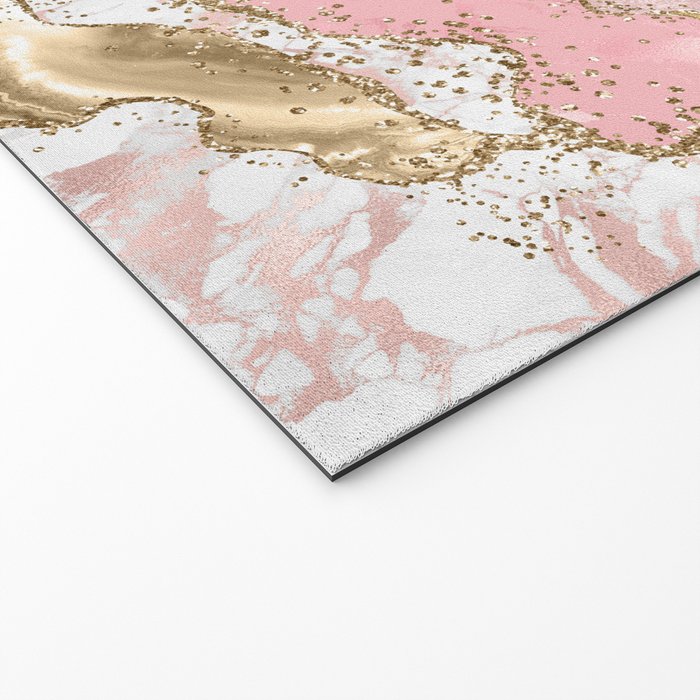 Pink Gold Glitter Agate Pretty Girly Welcome Mat Gallery Image 2