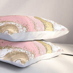 Pink Gold Glitter Agate Pretty Girly Pillow Sham Gallery Image 3