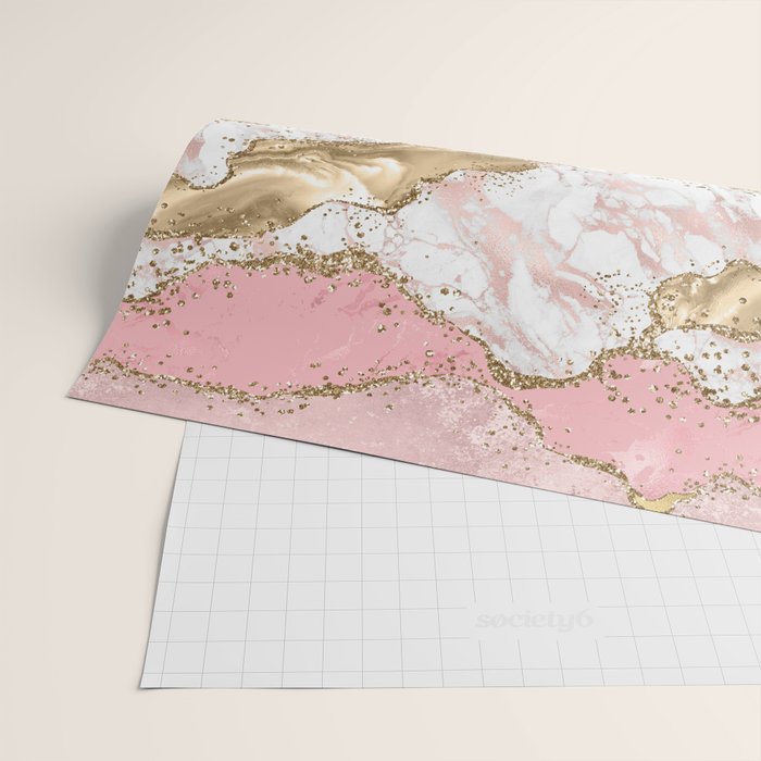 Pink Gold Glitter Agate Pretty Girly Wrapping Paper Gallery Image 2