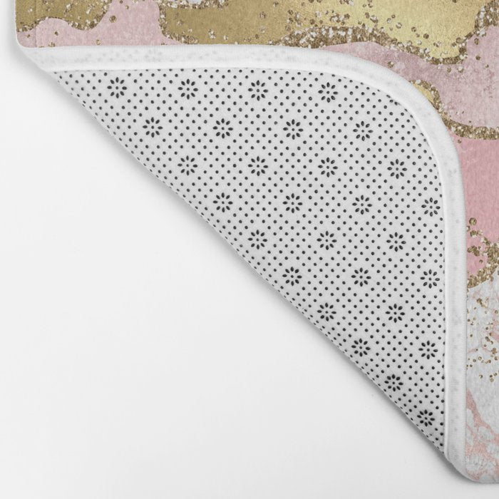 Pink Gold Glitter Agate Pretty Girly Bath Mat Gallery Image 2