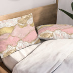 Pink Gold Glitter Agate Pretty Girly Pillow Sham Gallery Image 2