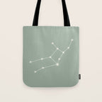 Virgo Zodiac Star Constellation Line Art Soft Sage Tote Bag Gallery Image 1