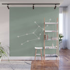 Virgo Zodiac Star Constellation Line Art Soft Sage Wall Mural Gallery Image 1