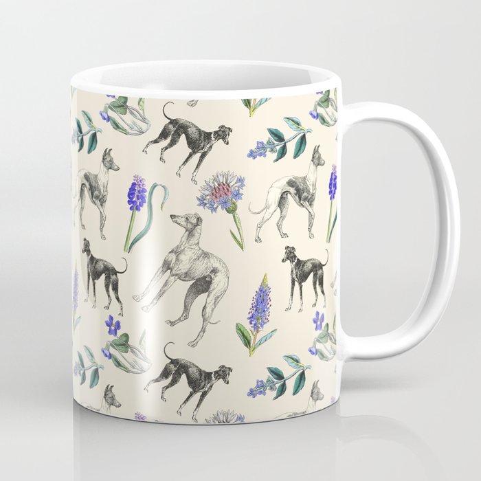 GREYHOUND DOGS and PRESSED FLOWERS Coffee Mug Gallery Image 1
