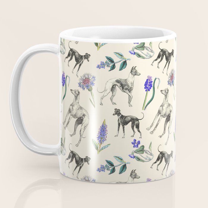 GREYHOUND DOGS and PRESSED FLOWERS Coffee Mug Gallery Image 3