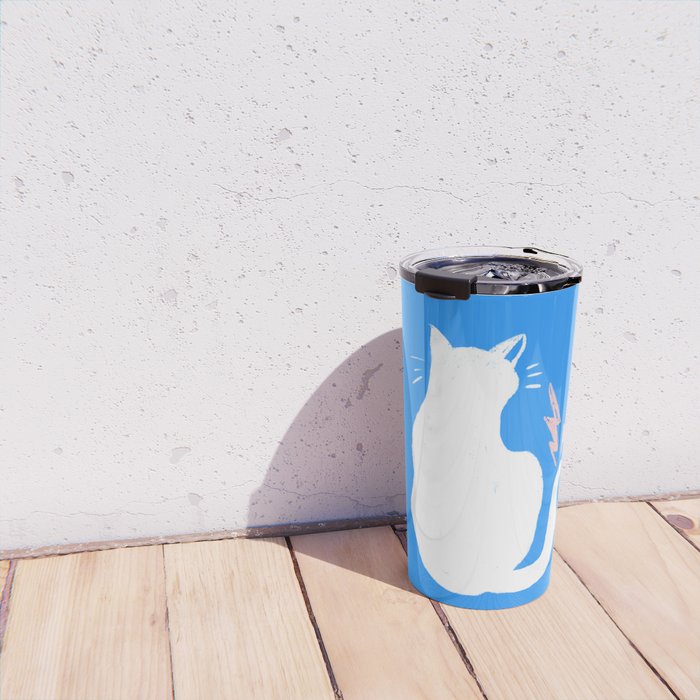 Cat Power! (Sky Blue & Pink) Travel Mug Gallery Image 4