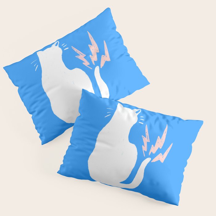 Cat Power! (Sky Blue & Pink) Pillow Sham Gallery Image 3