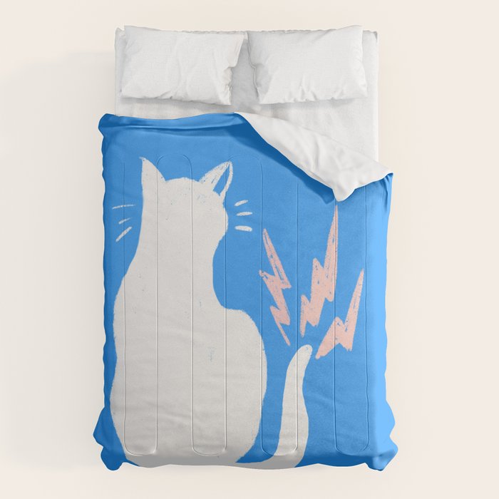 Cat Power! (Sky Blue & Pink) Comforter Gallery Image 6