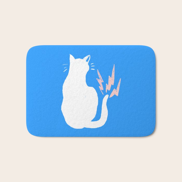 Cat Power! (Sky Blue & Pink) Bath Mat Gallery Image 1