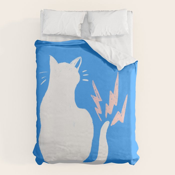 Cat Power! (Sky Blue & Pink) Duvet Cover Gallery Image 6