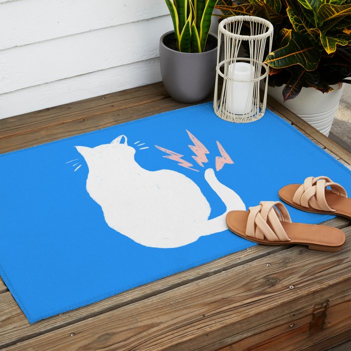 Cat Power! (Sky Blue & Pink) Outdoor Rug Gallery Image 2