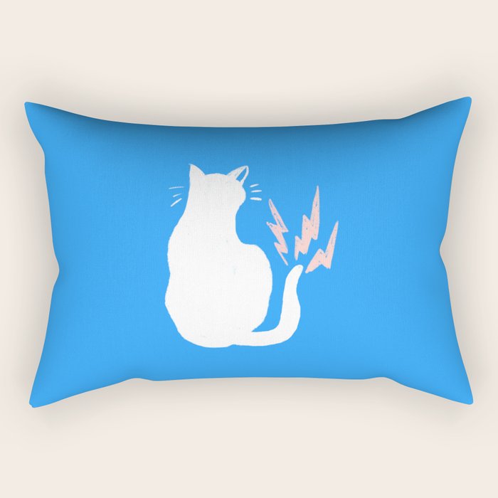 Cat Power! (Sky Blue & Pink) Rectangular Pillow Gallery Image 2