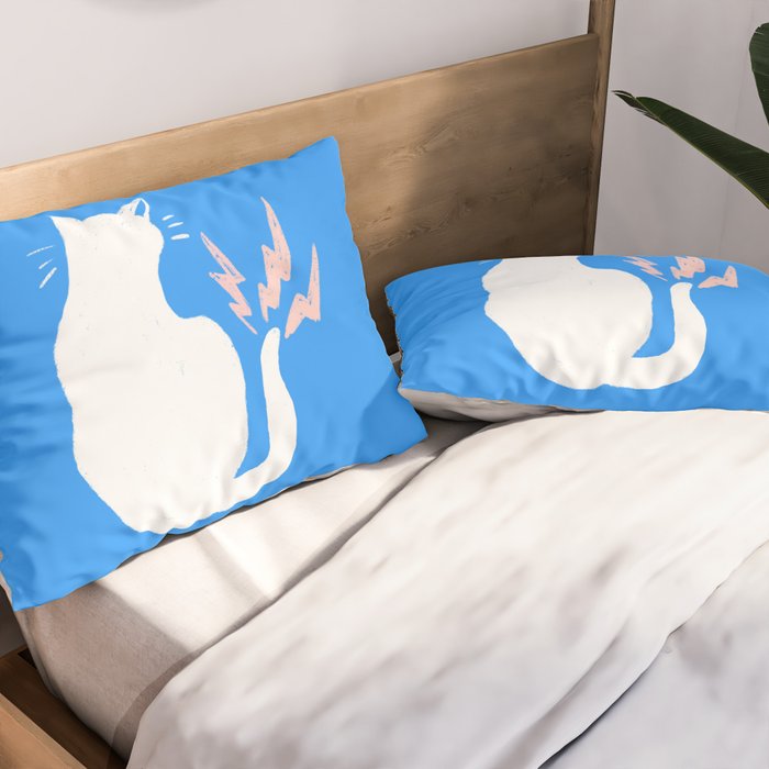 Cat Power! (Sky Blue & Pink) Pillow Sham Gallery Image 2