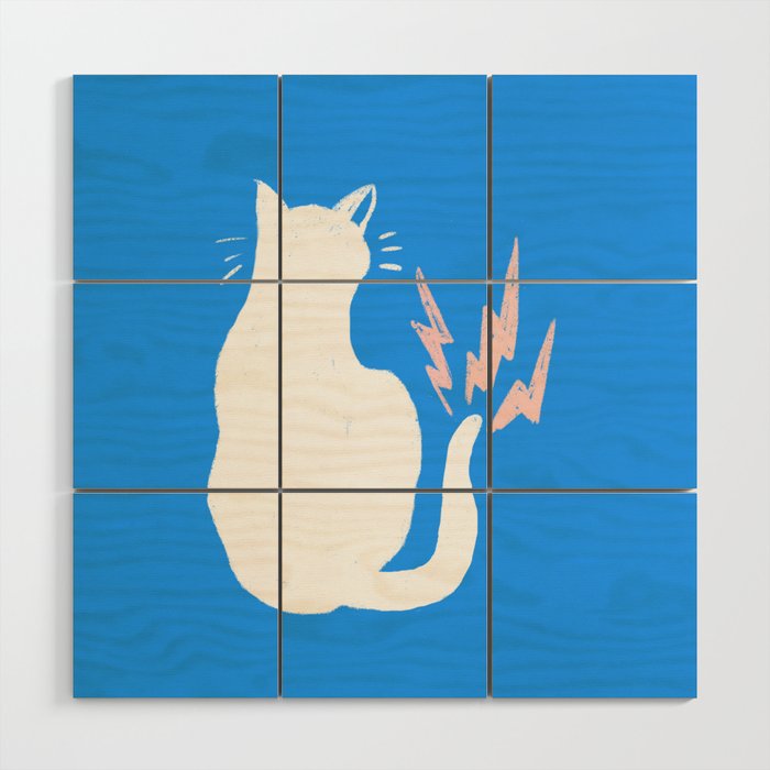 Cat Power! (Sky Blue & Pink) Wood Wall Art Gallery Image 1
