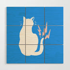 Cat Power! (Sky Blue & Pink) Wood Wall Art Gallery Image 1