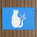 Cat Power! (Sky Blue & Pink) Outdoor Rug Gallery Image 1