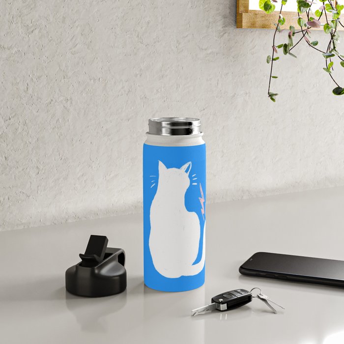 Cat Power! (Sky Blue & Pink) Water Bottle Gallery Image 4