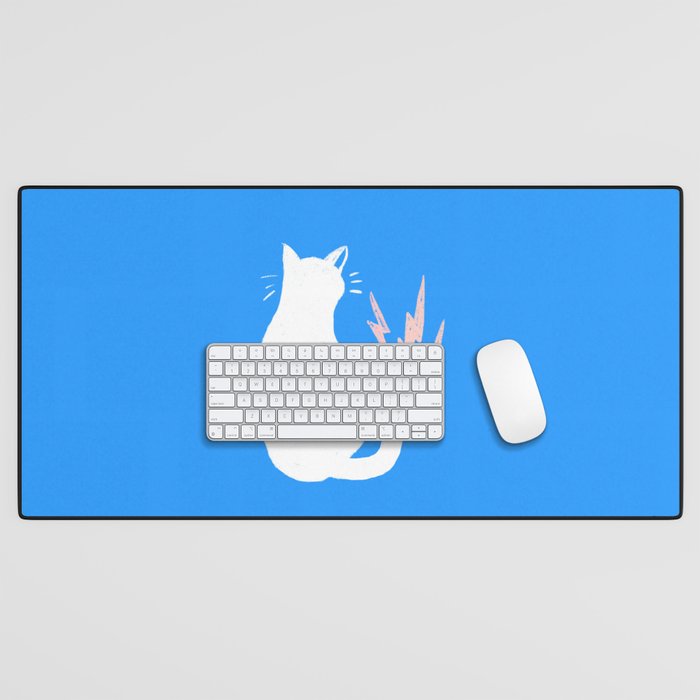Cat Power! (Sky Blue & Pink) Desk Mat Gallery Image 1